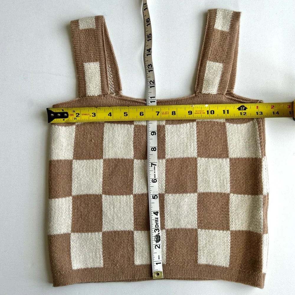 🍒NWT Women’s Sweater Tank Top. Tan & White. Size: Large - Picture 5 of 7